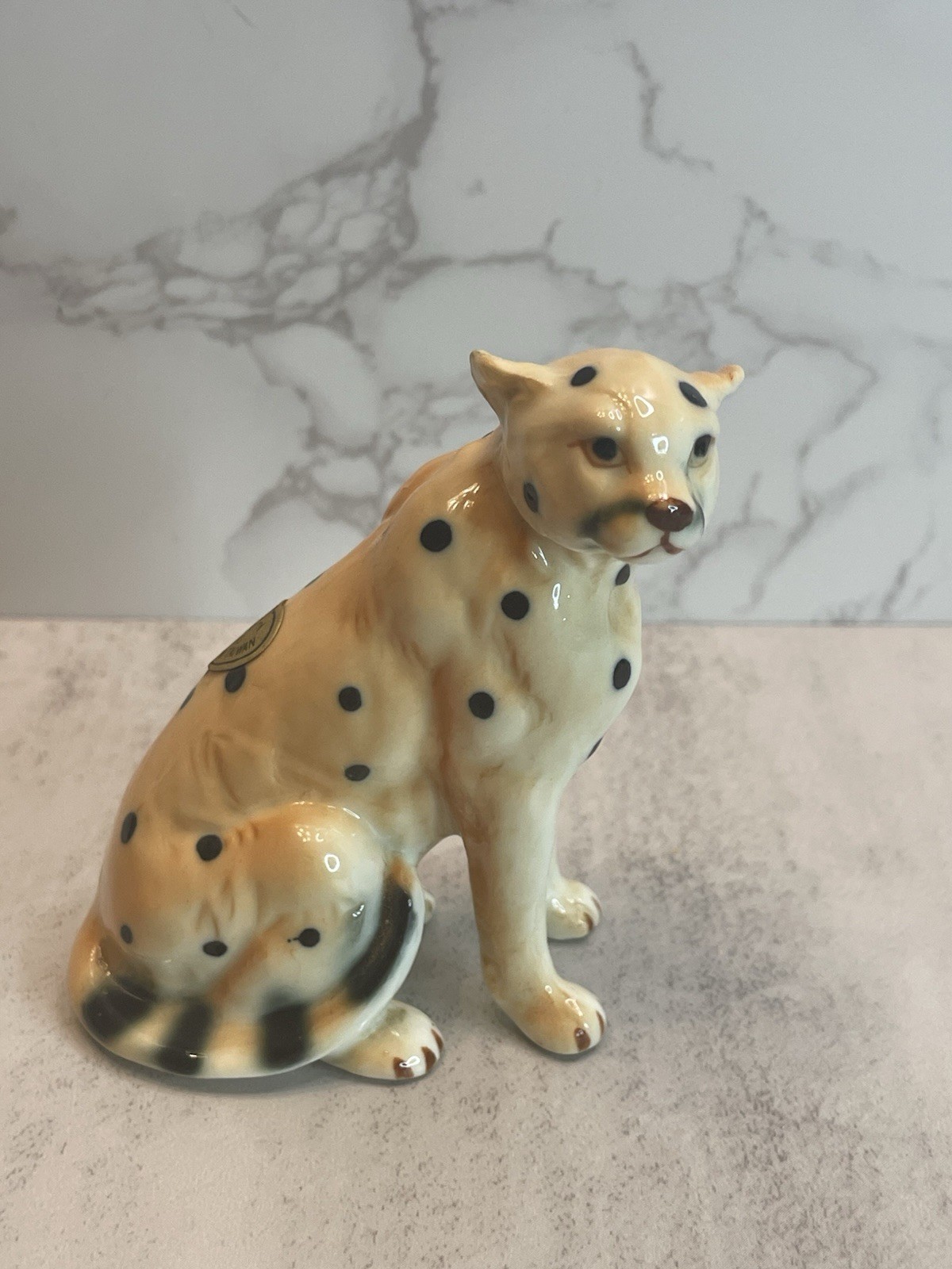 Vtg ARDCO Spotted Leopard Jaguar Wild Jungle Cat Sitting Figurine 3.5