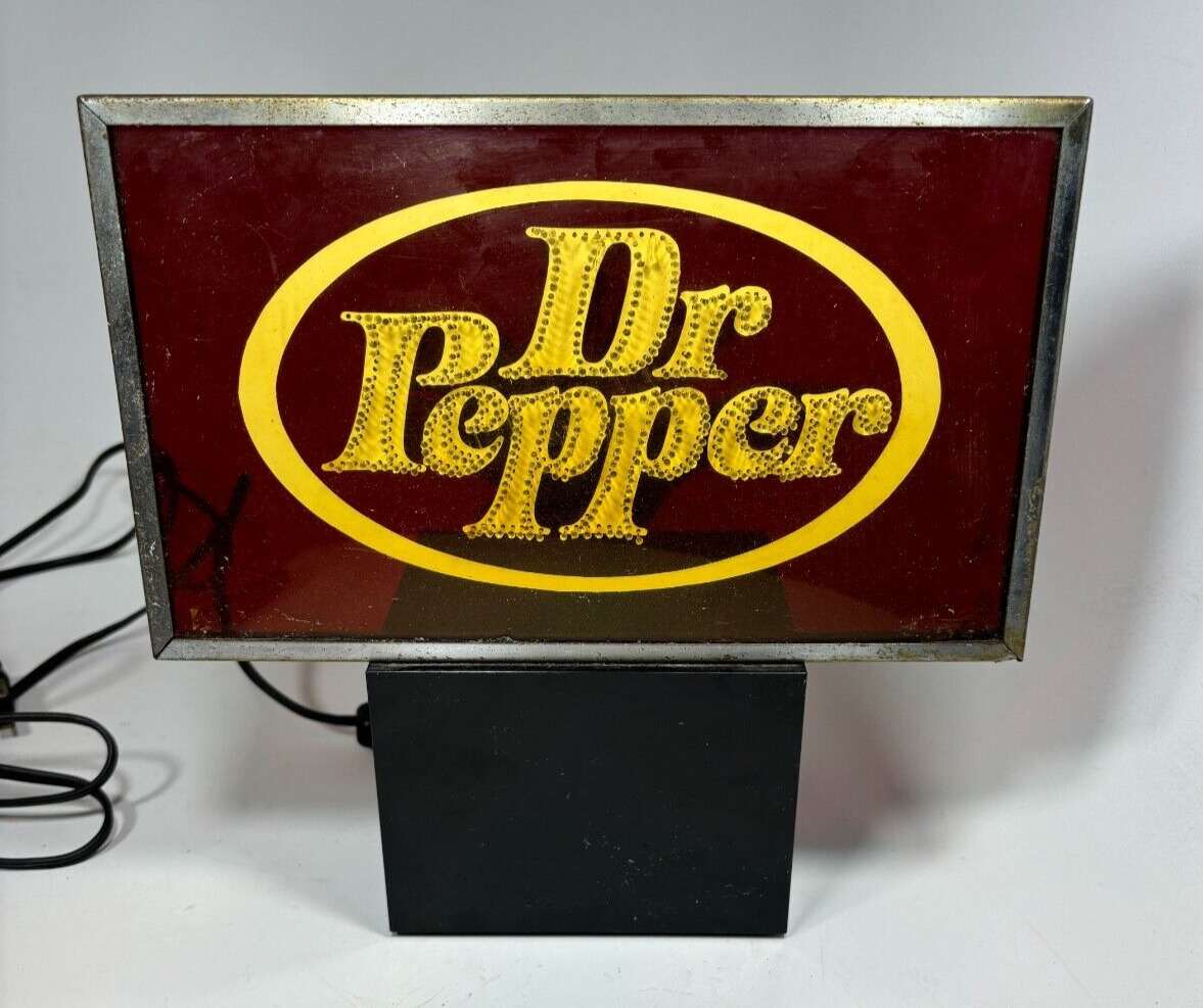Dr Pepper Lighted Sign on Stand Fiber Strands Authentic Rare Vintage Light Works