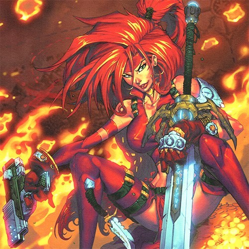 RED MONIKA Signed ART PRINT Jonboy Meyers BATTLE CHASERS Autographed NEW 17x11