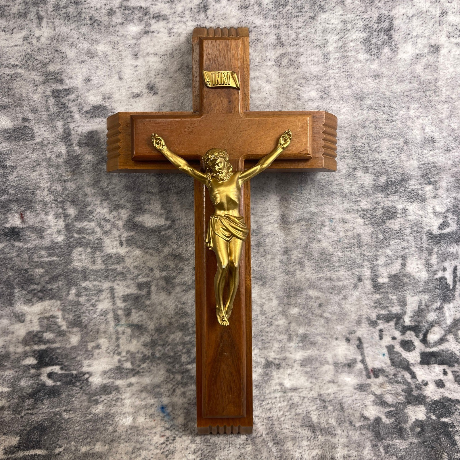Vtg Wood Sick Call Crucifix Last Rites Set Hidden Compartment Catholic Altar