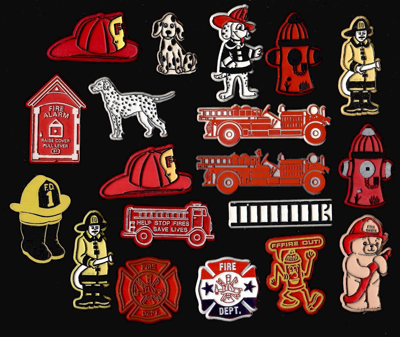19x Firefighter Fire Engine Hydrant Lot Vtg Rubber Fridge Magnet Novelty '70s