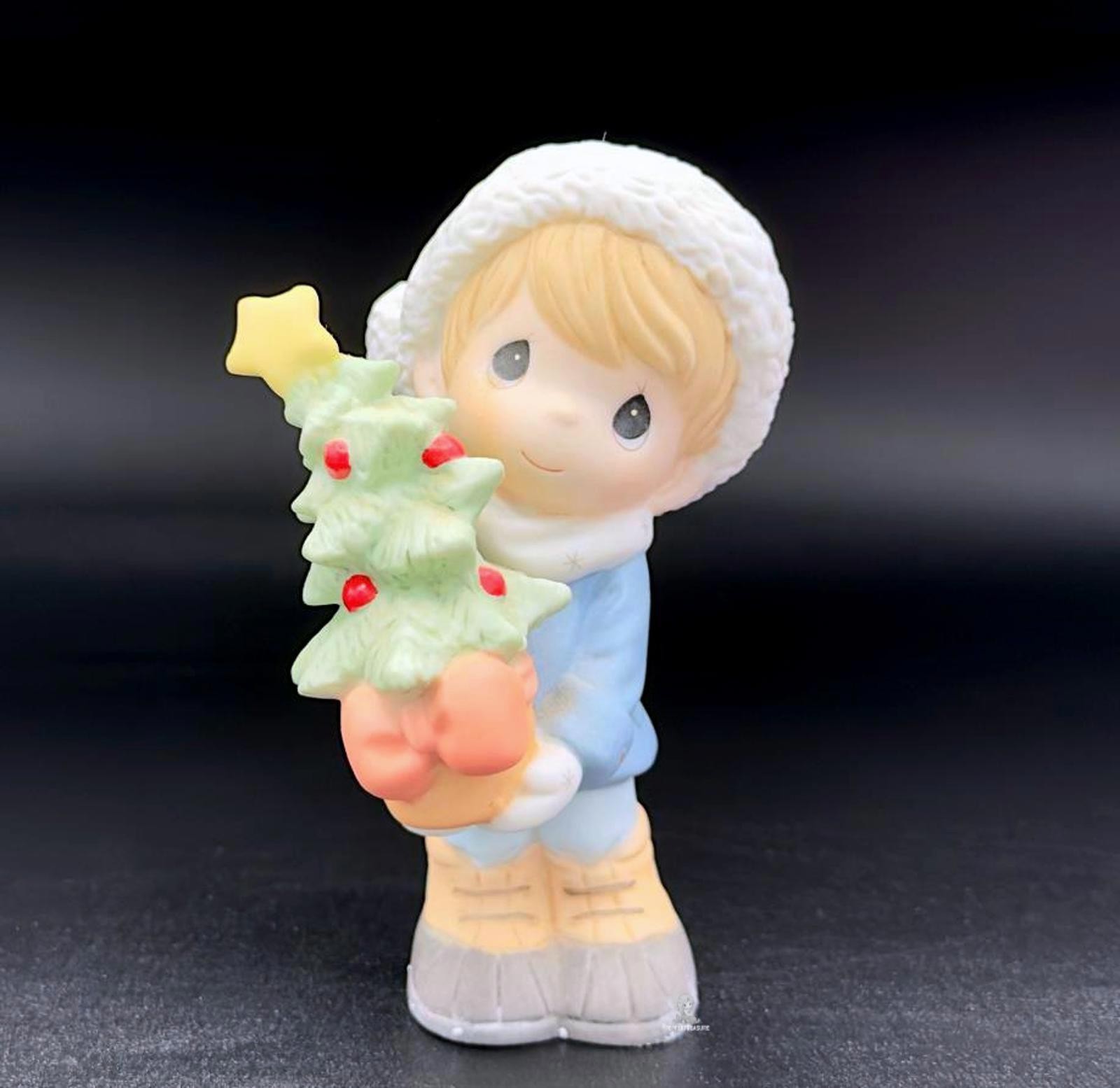Precious Moments Christmas Boy Figurine with Star Tree Precious Moments Christmas Boy Figurine with Star Tree