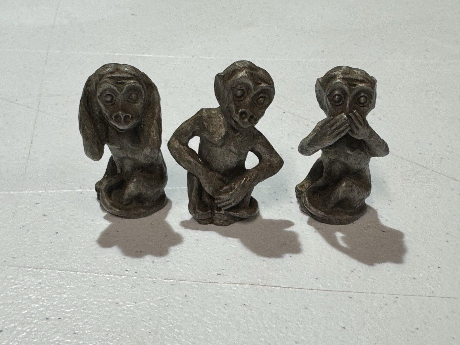 SET OF 3 PEWTER MONKEYS-SEE NO EVIL, HEAR NO EVIL, SPEAK NO EVIL HERITAGE PEWTER