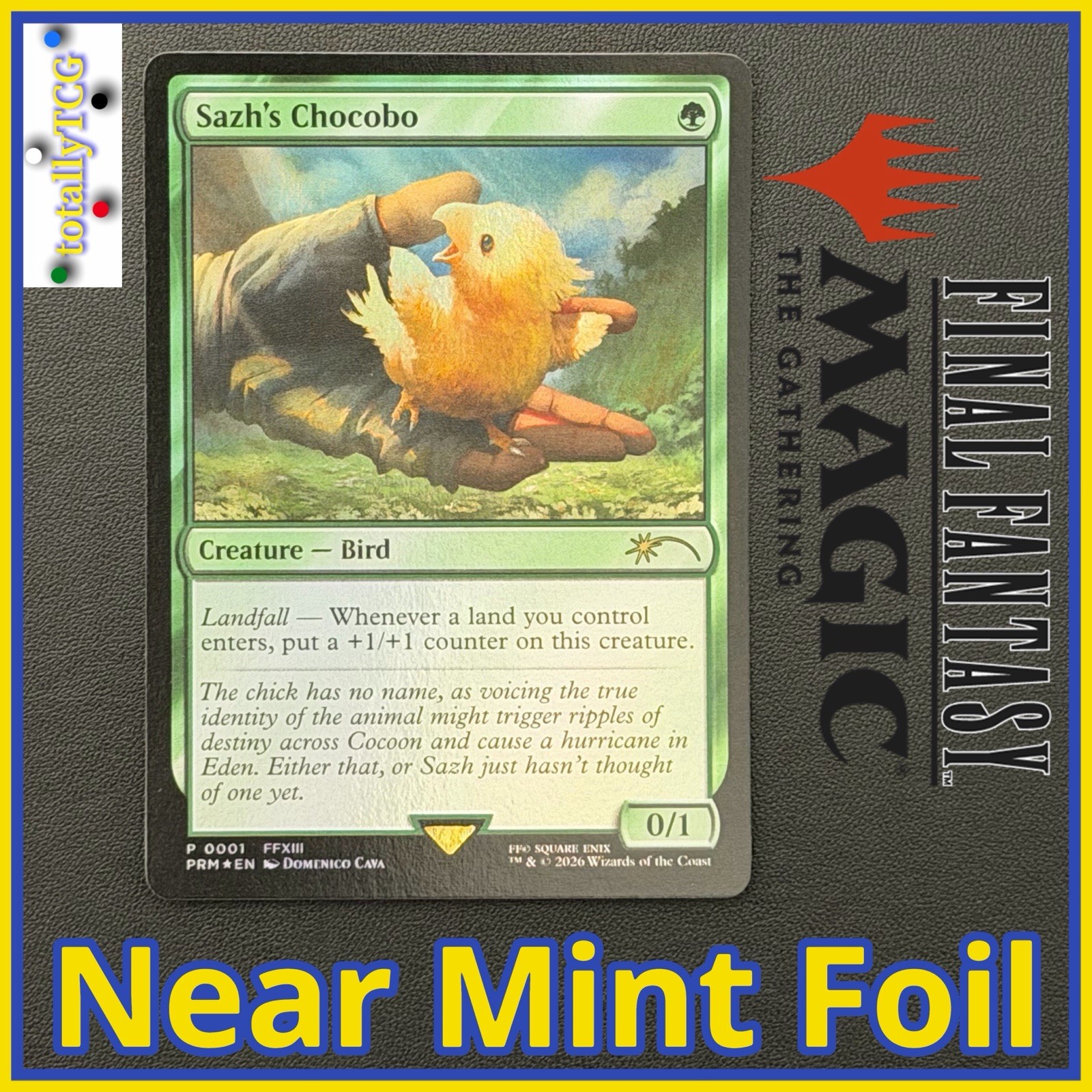 MTG Final Fantasy Sazh’s Chocobo 0001 Promo Card - Near Mint Foil