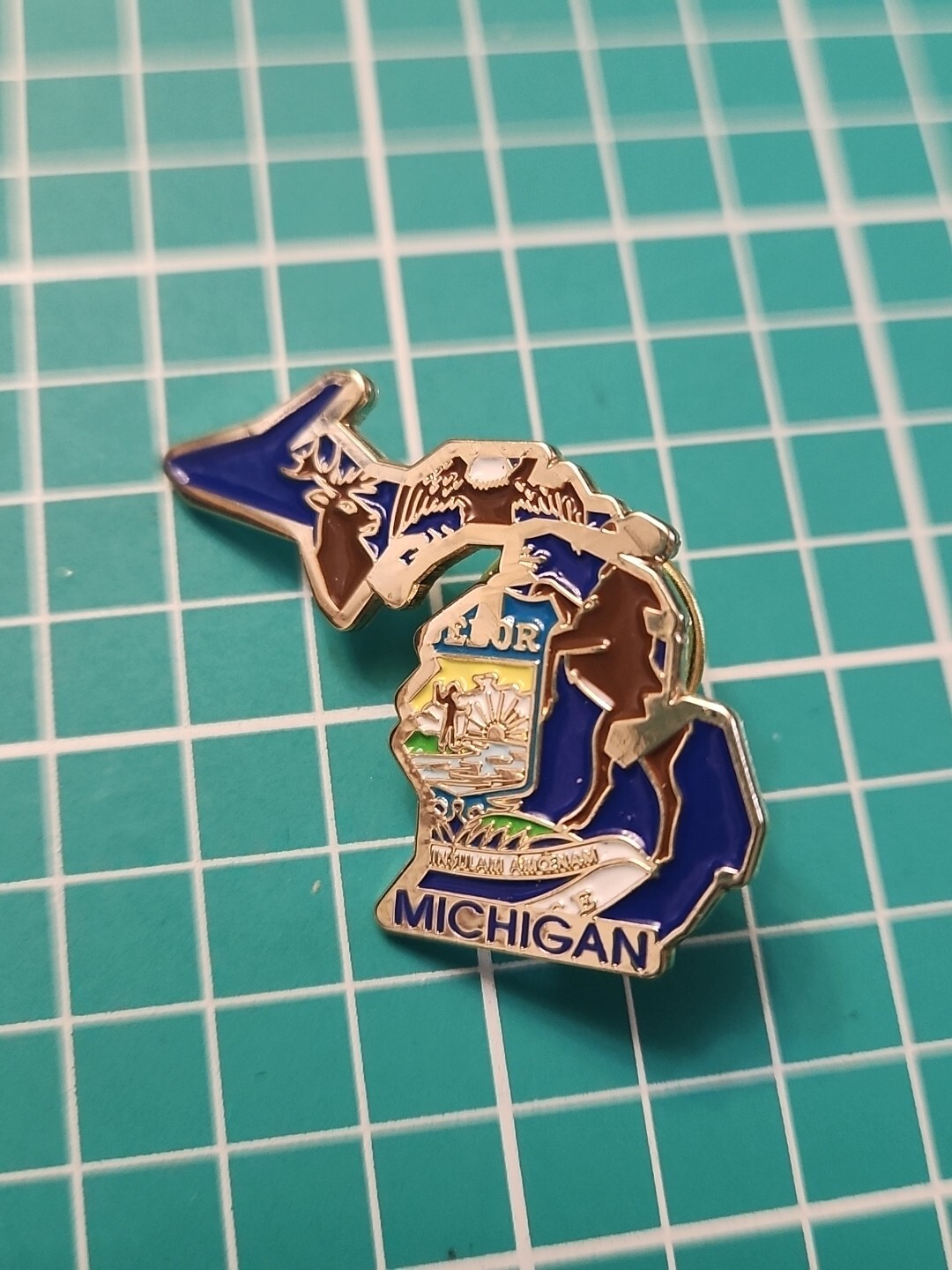 Vtg Michigan State Shaped Gold Tone Lapel Pin
