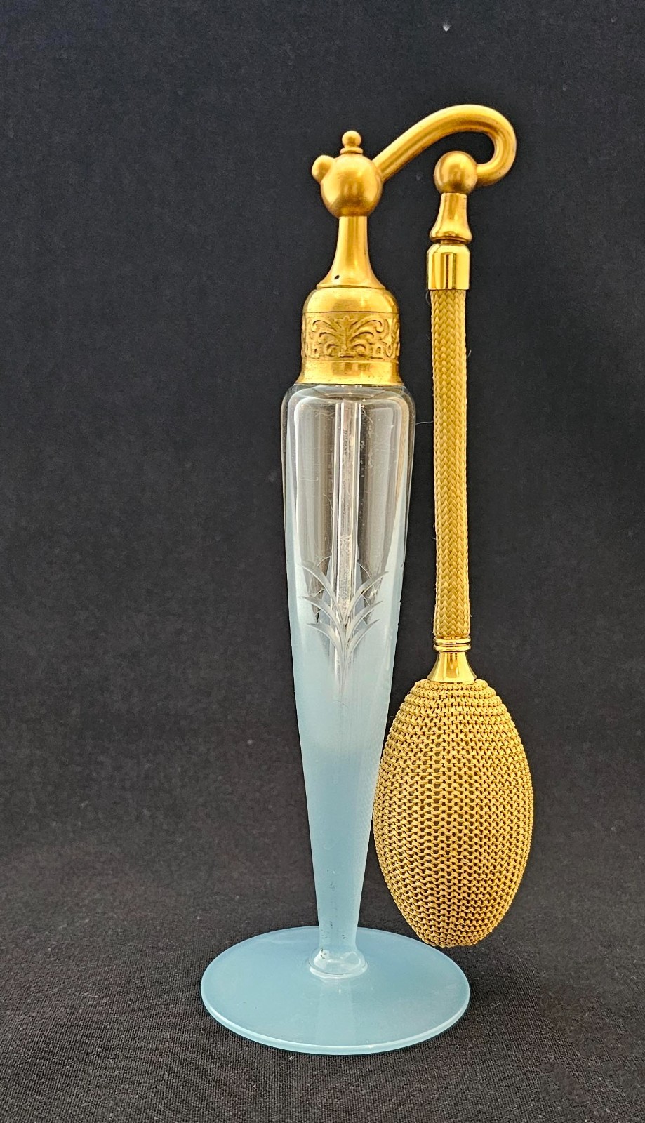 DeVilbiss Perfume Atomizer - Blue Satin Finished and Engraved - D-61 (1929)