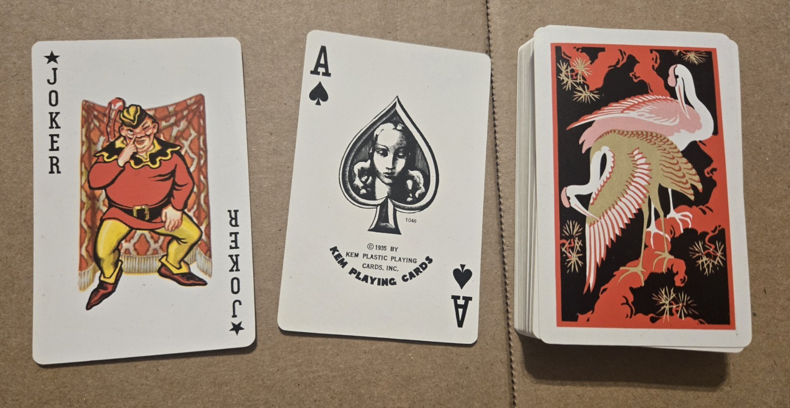 Vintage 1935 KEM Crane Playing Cards One Deck Unused No Box 017