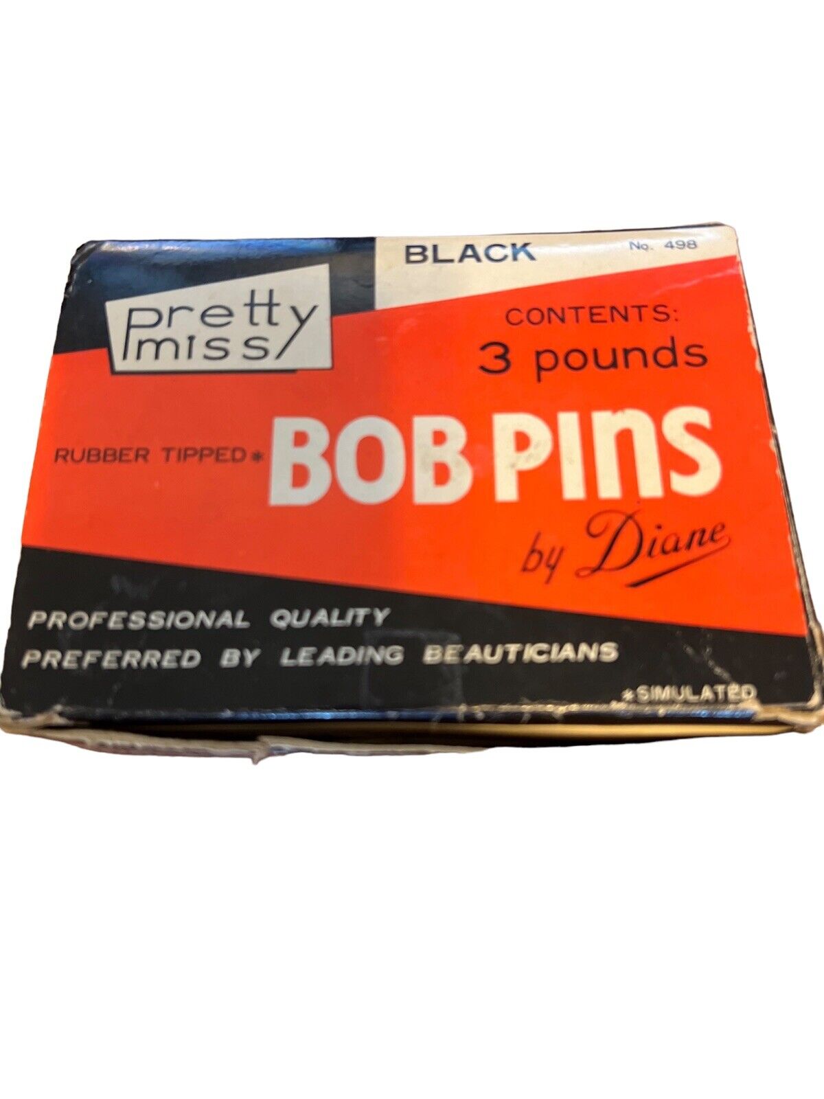 Vintage Pretty Miss Bob Pins- Rubber Tipped Black hair pins #498 Open Box Japan
