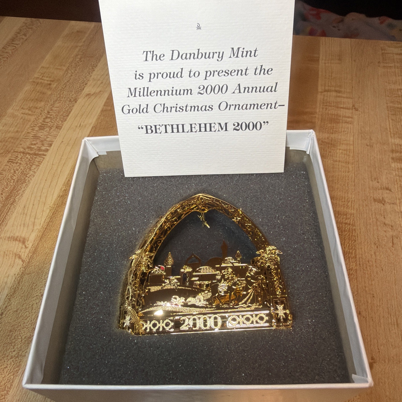 Vintage Danbury Mint  2000 23k Gold Millenial Bethlehem Mary & Joseph Ornament