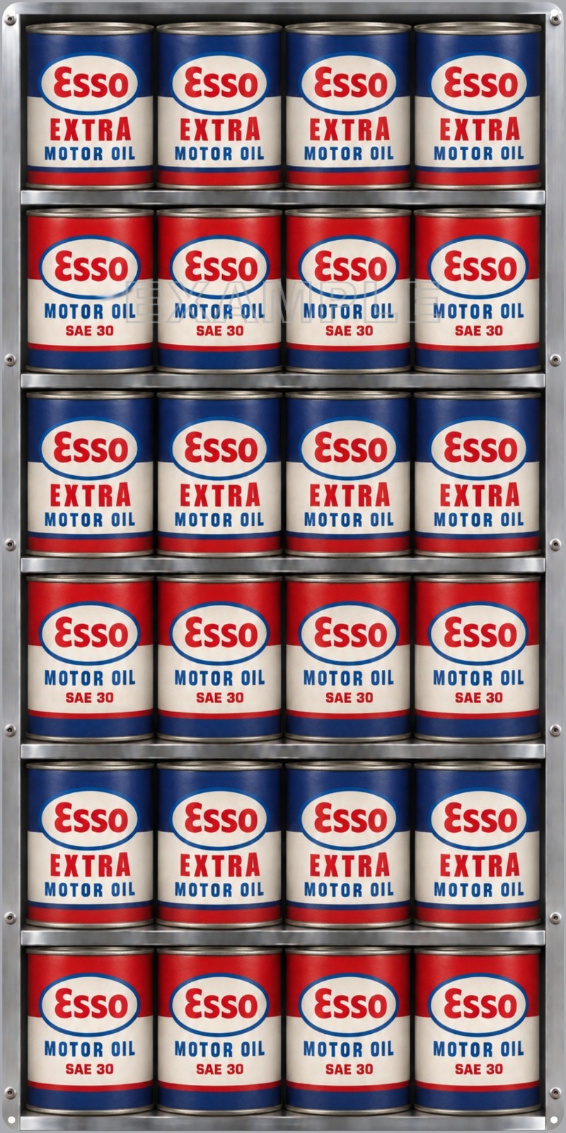 ESSO OIL CAN DISPLAY RACK GAS STATION FLAT PRINTED SIGN REMAKE ALUMINUM