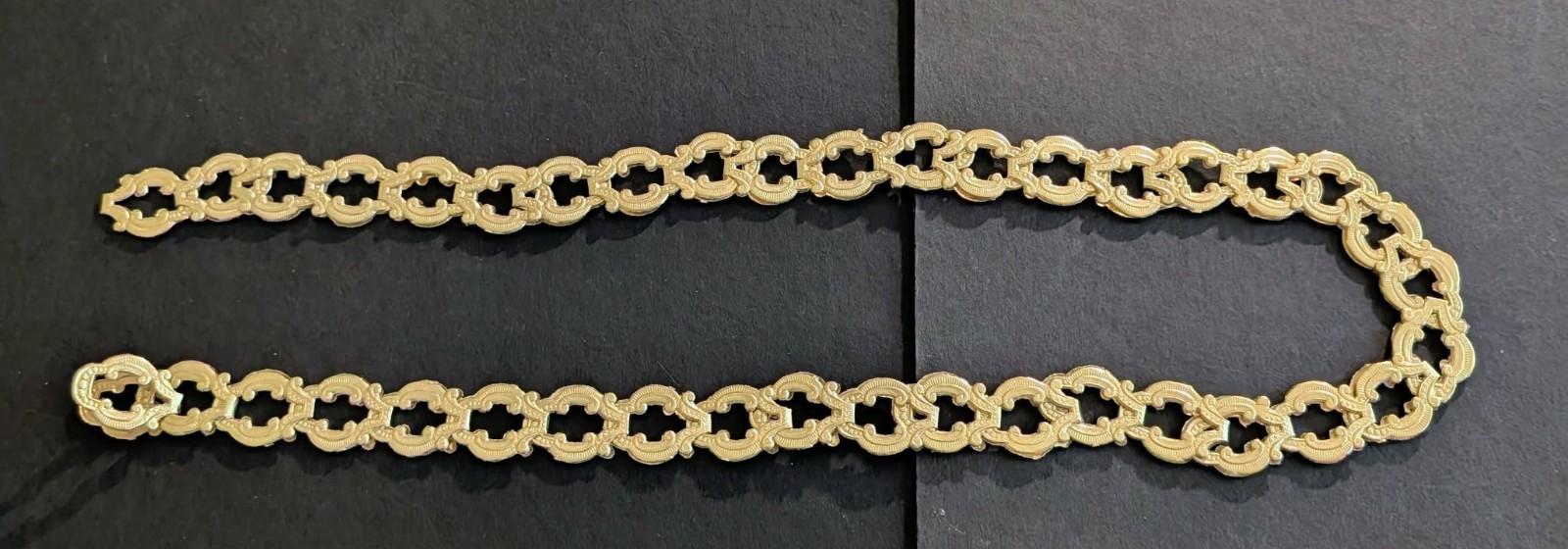 Vtg Mid-Century West Germany Dresden Foil Paper Chain Garland 3 Ft Gold Die Cut