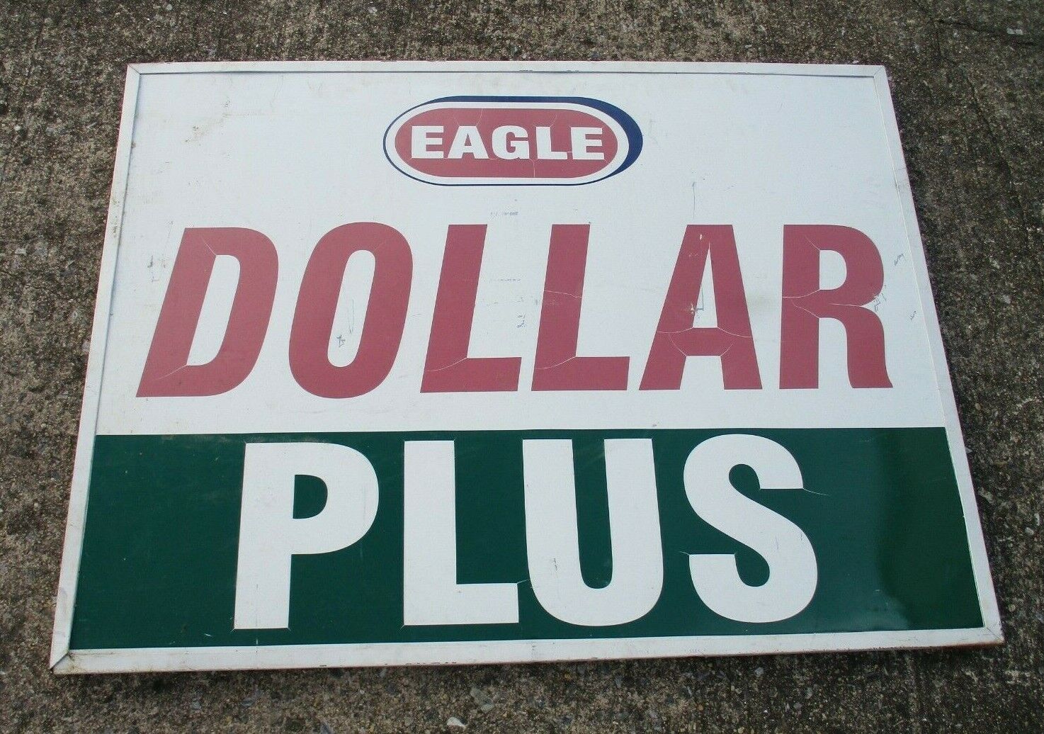 Vintage Eagle grocery Dollar Plus Store Metal Sign Double Sided 