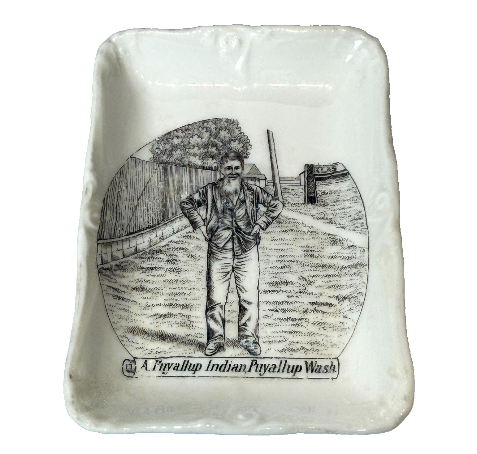 PUYALLUP WA WASHINGTON Antique PUYALLUP INDIAN Souvenir TRINKET DISH ASHTRAY PUYALLUP WA WASHINGTON Antique PUYALLUP INDIAN Souvenir TRINKET DISH ASHTRAY