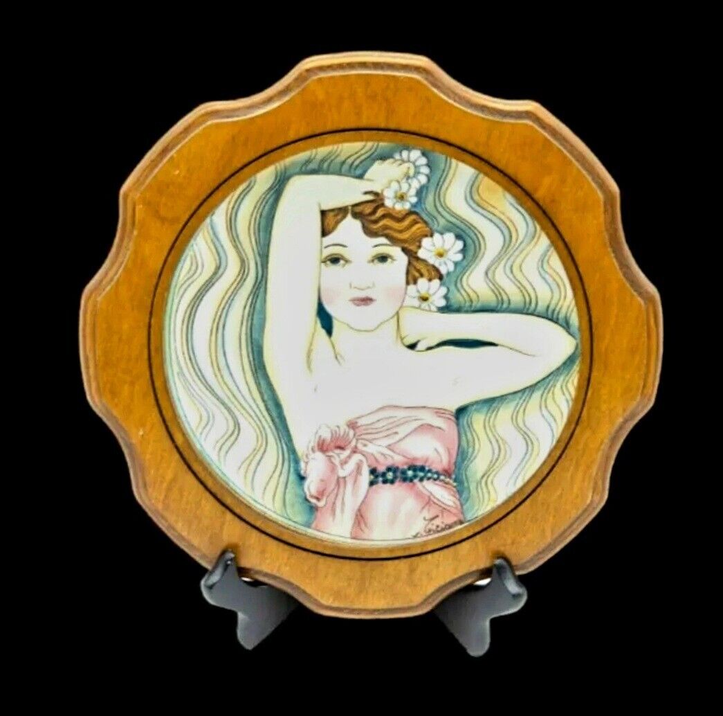 Veneto Flair La Belle Femme Plate Gigi By V. Tiziano Hand Etched & Painted Italy