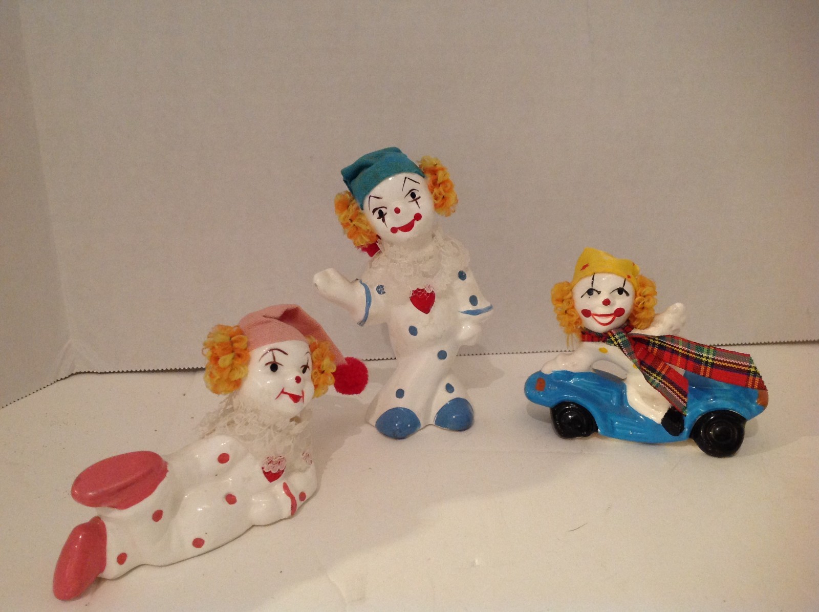 SET OF 3 VINTAGE CERAMIC CLOWNS