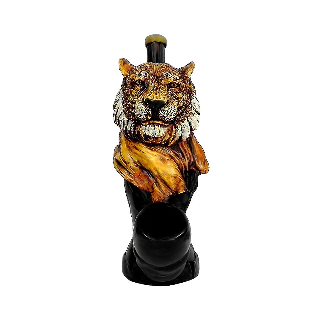 Tiger Head Handmade Tobacco Smoking Hand Pipe Wildlife Jungle Cat Zoo Animal