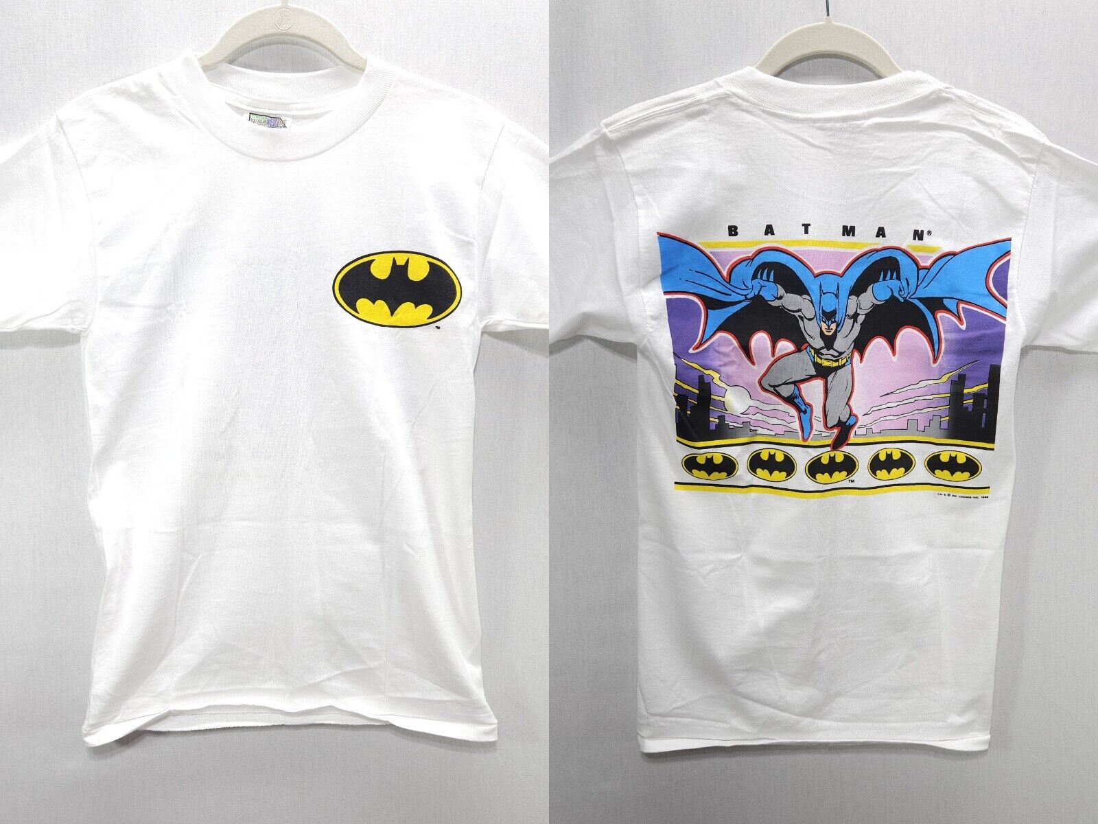 Vtg 80s Batman T Shirt S White Double Sided Deadstock 1980s 90s DC Comics NOS