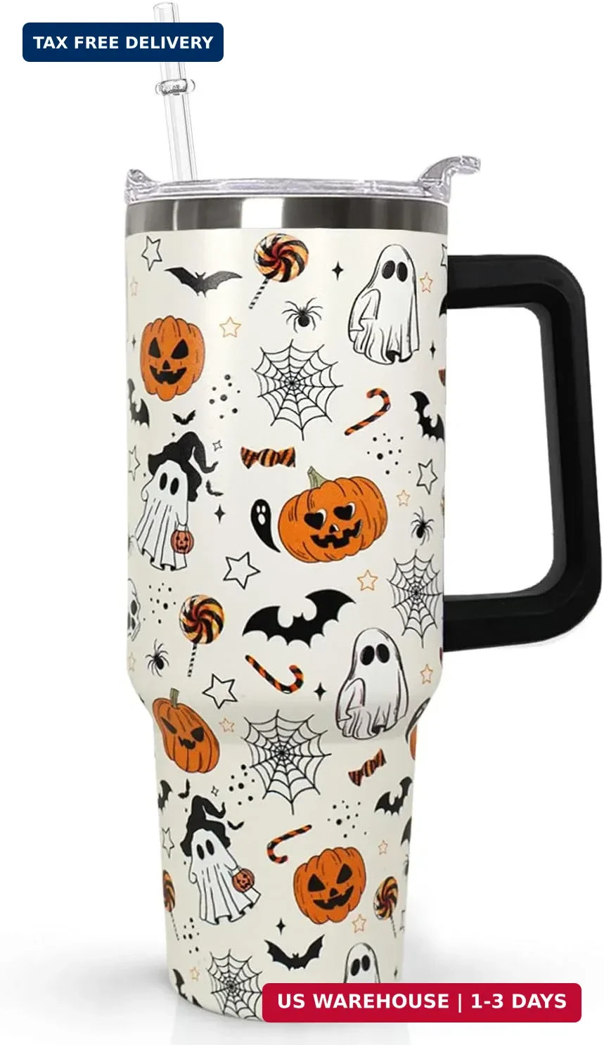 Ceovfoi 40 oz Halloween Pumpkin Tumbler Insulated Stainless Water Bottle Travel Ceovfoi 40 oz Halloween Pumpkin Tumbler Insulated Stainless Water Bottle Travel