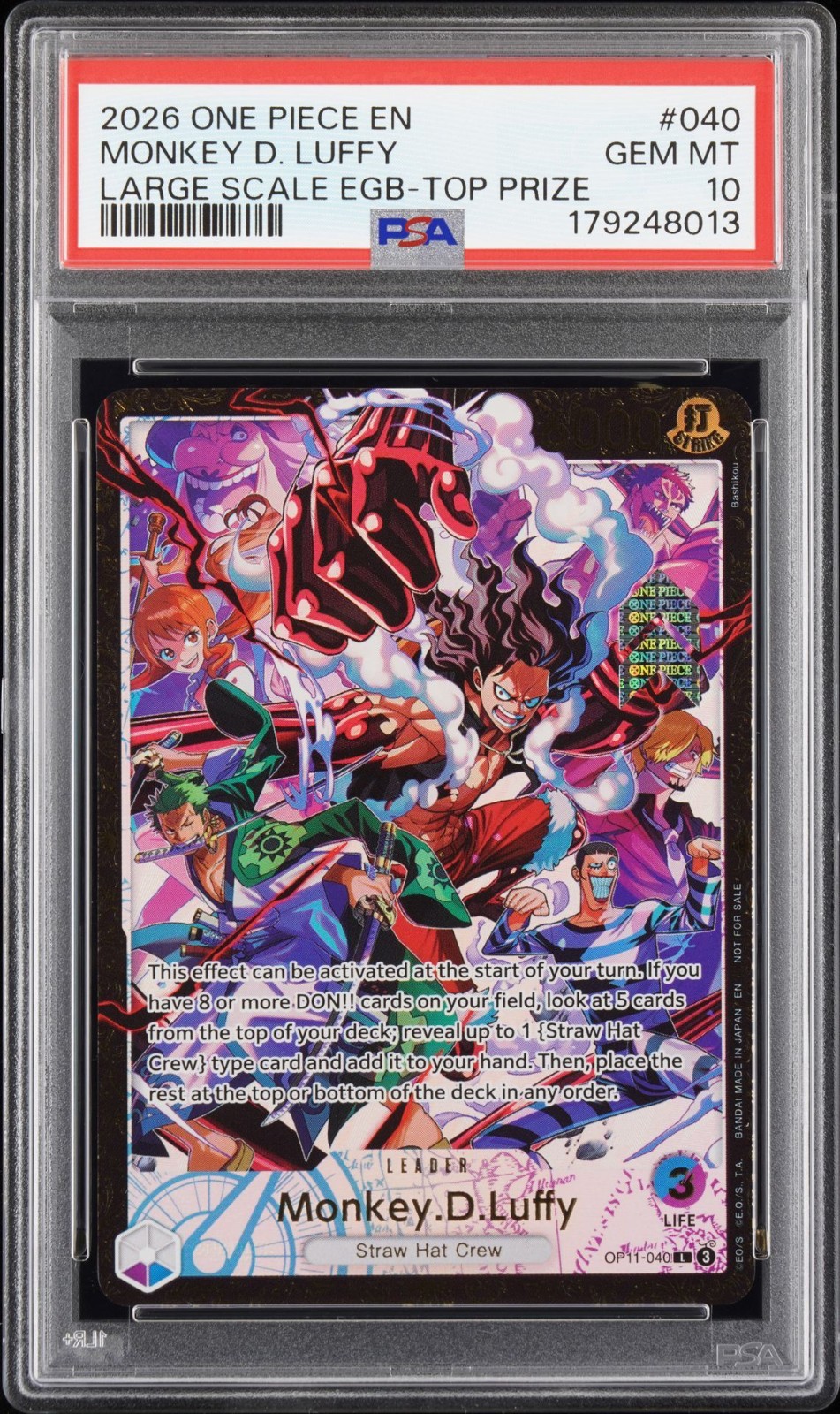 2026 ONE PIECE PROMOS 040 MONKEY D. LUFFY LARGE SCALE EXTRA GRAND BATTLE-TOP PRI
