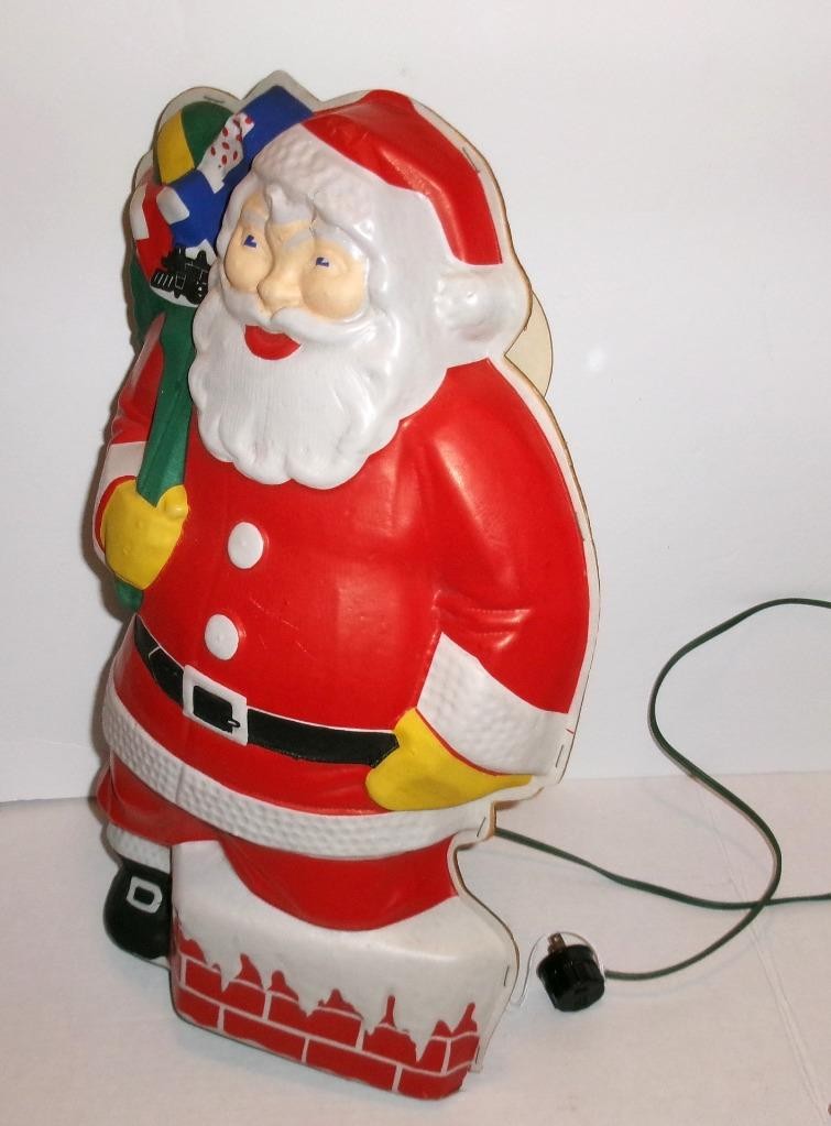 Vintage 50\'s Noma Golite Santa Blow Mold Vacuform Flat Back Light Up Decor 19\
