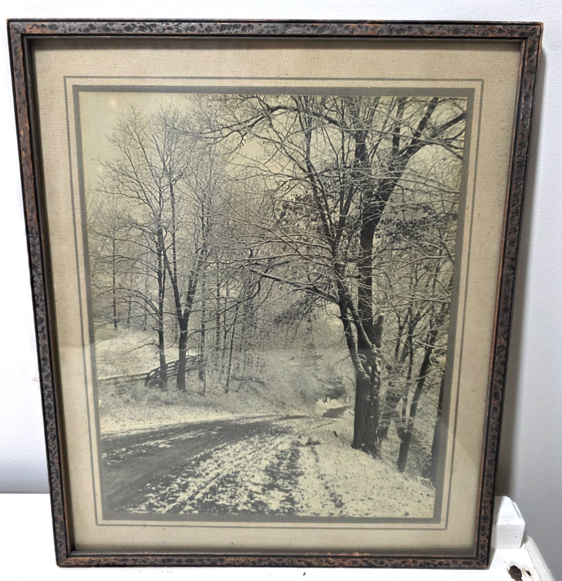 Vintage Antique Framed Photo Woodland Winter New England Rural Scene 10 x 12.75 Vintage Antique Framed Photo Woodland Winter New England Rural Scene 10 x 12.75