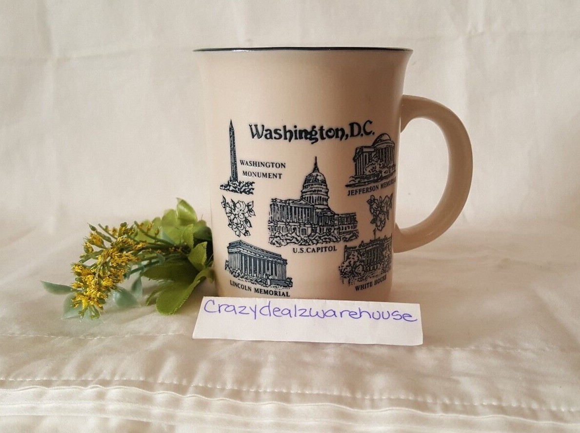 Vintage Washington DC Souvenir Coffee Mug Silberne BLUE Coffee Cup Landmark