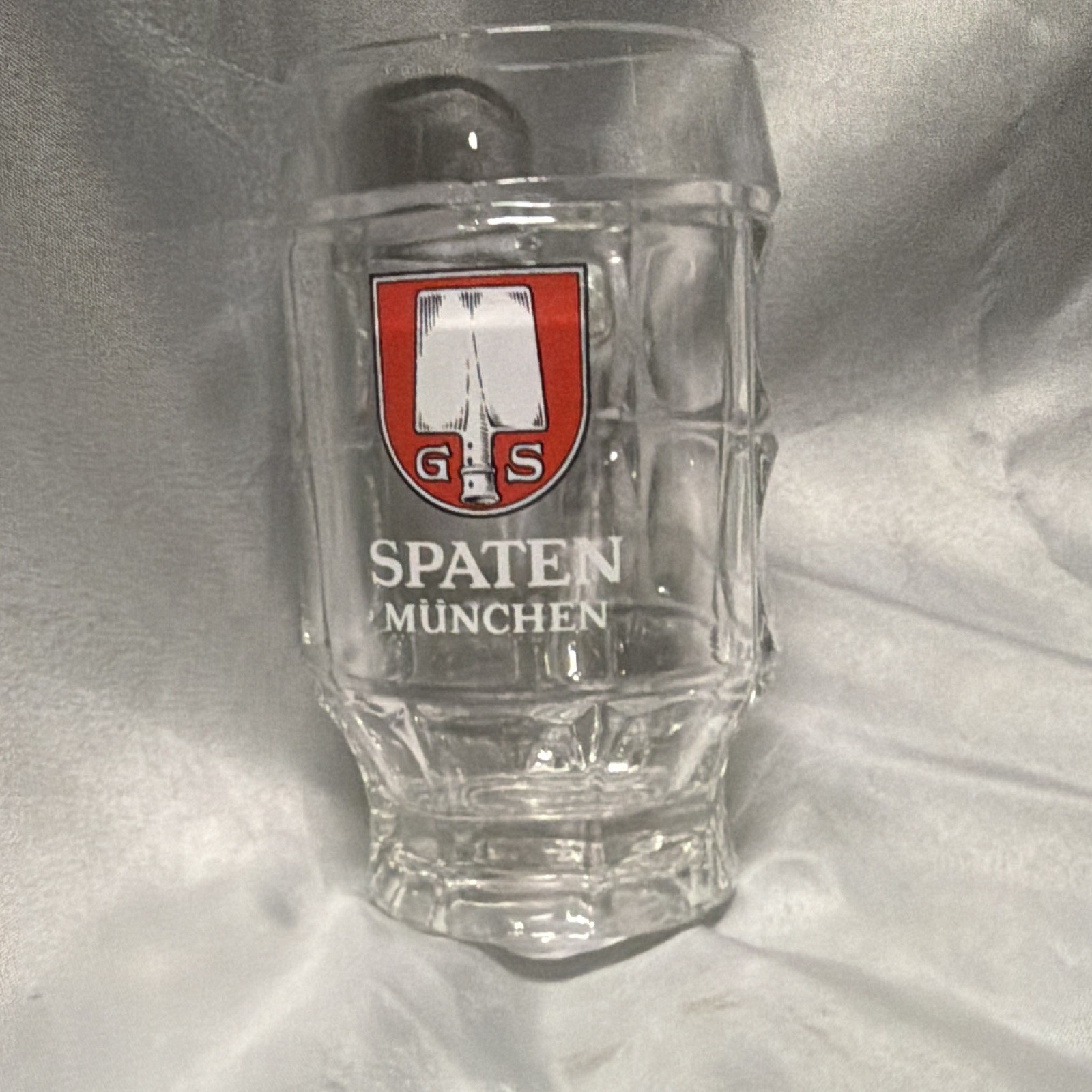 Spaten München Clear Glass Beer Stein Mug, Germany Breweriana