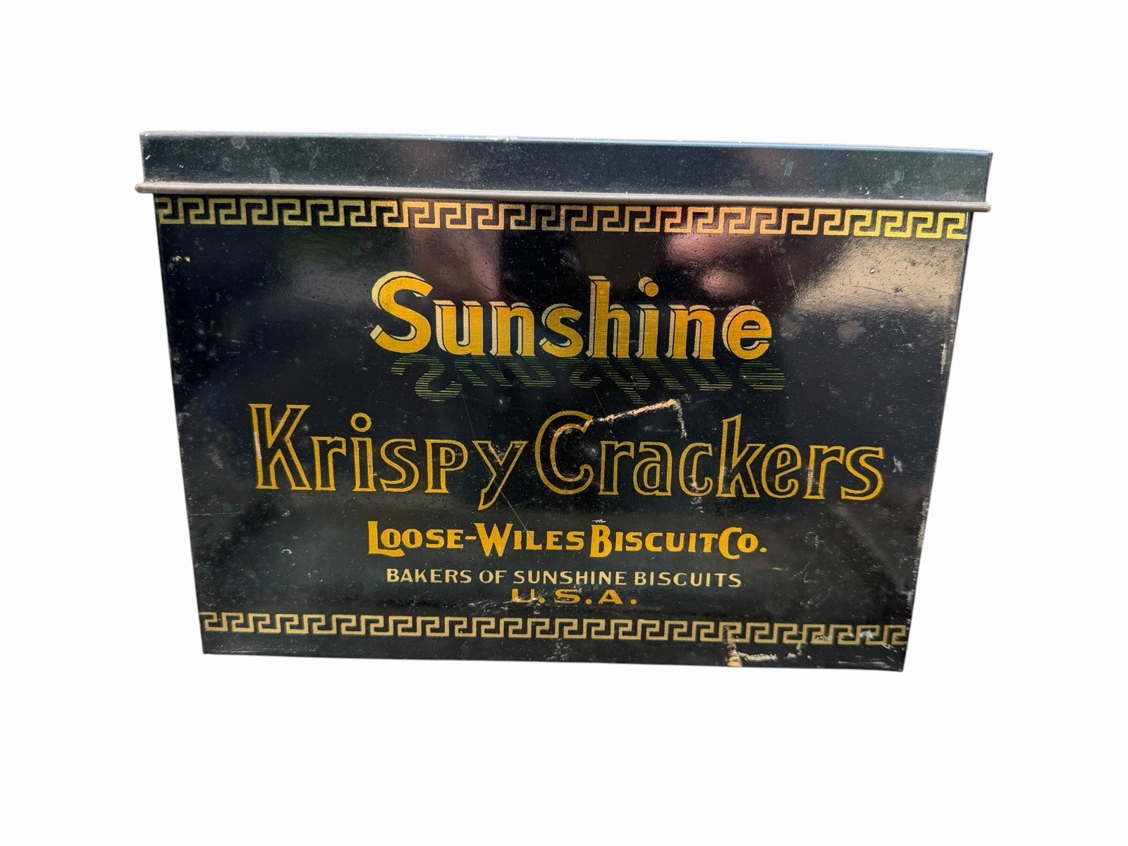 Antique Vintage Sunshine Krispy Crackers Loose Wiles Biscuits Co Tin Box Antique Vintage Sunshine Krispy Crackers Loose Wiles Biscuits Co Tin Box