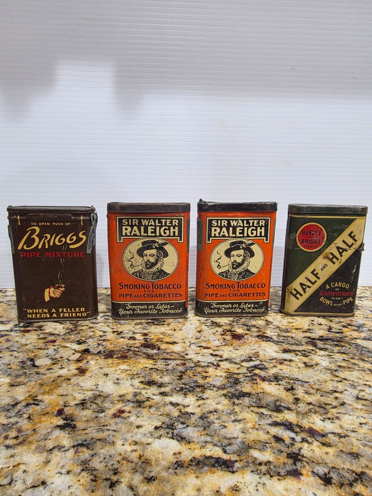 Lot of 4 Tobacco Pocket Tins Sir Walter Raleigh Briggs Half & Half