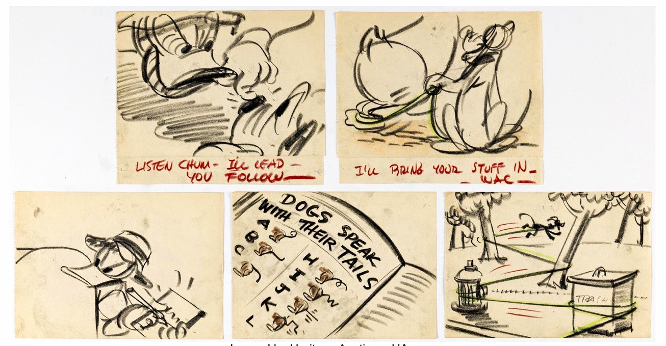 Disney Donald Duck Pluto Original Storyboards Nick George 1940s/50s Lot of 10