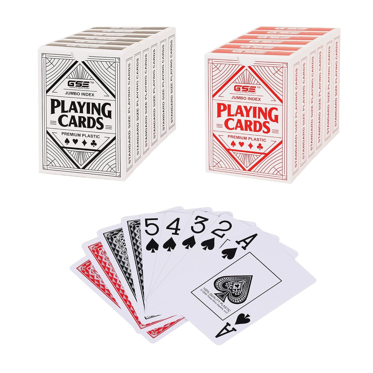 GSE Jumbo Index 100% Plastic Washable Waterproof Poker Size Playing Cards