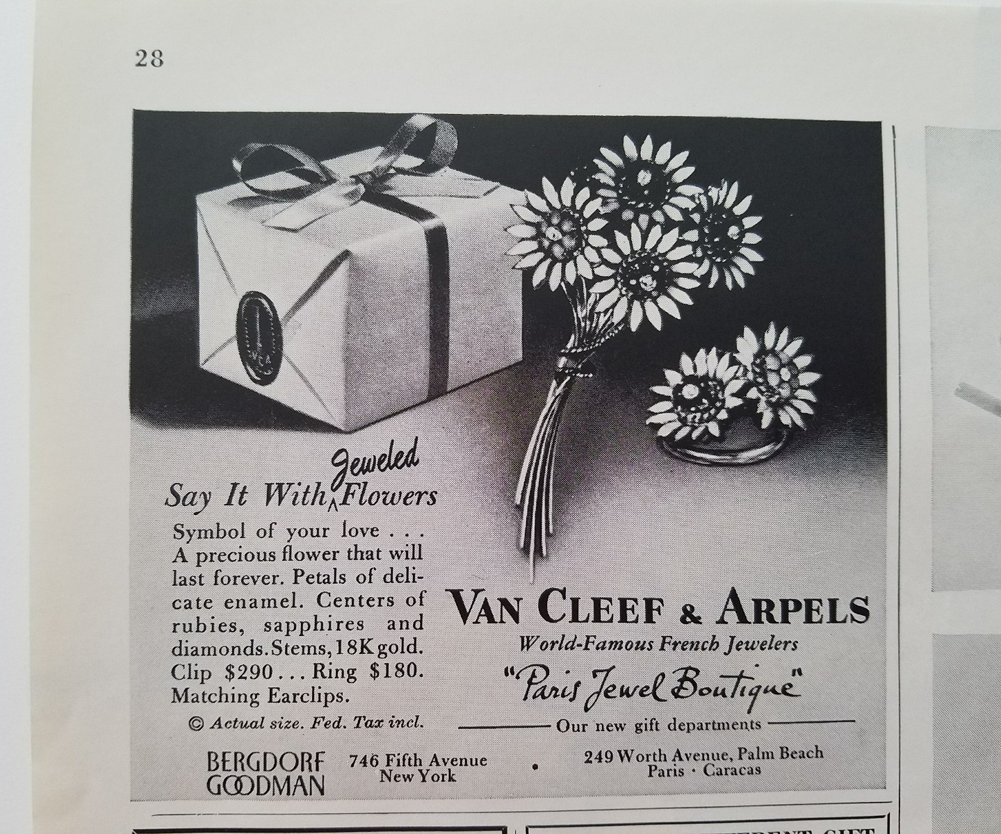 1959 Van Cleef & Arpels say it with flowers jewelry Paris Jewel Boutique ad