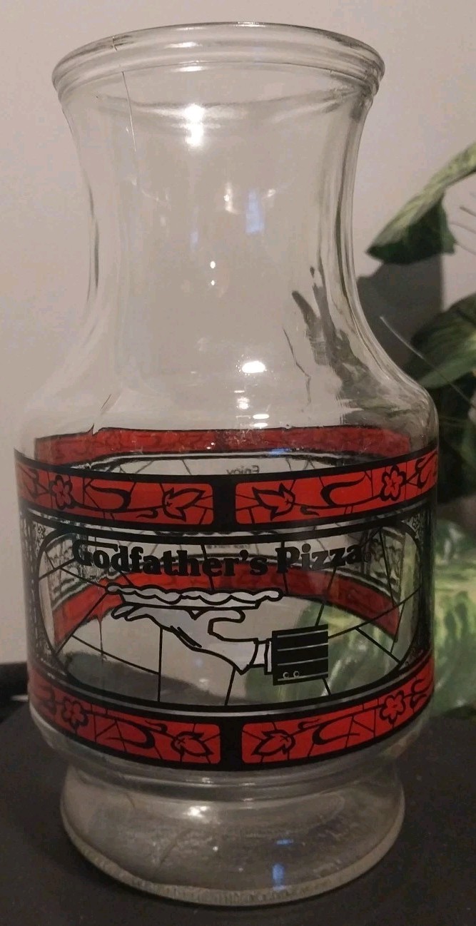Vintage 1970s Coca Cola Godfather's Pizza Glass Pitcher - Great  Condition
