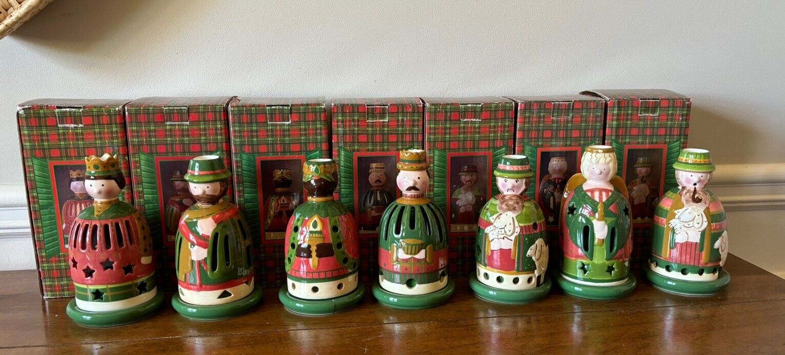 Villeroy & Boch Tartan Christmas Story Set Of 7 Tea Light Holders All w/box