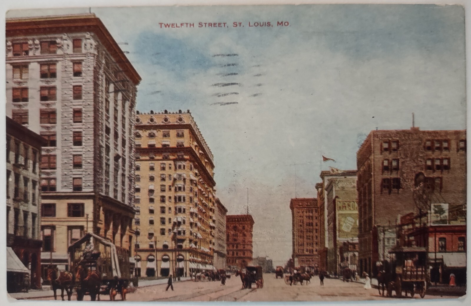 Vintage Postcard Twelfth Street St Louis Missouri Horses Buggies AA71 Vintage Postcard Twelfth Street St Louis Missouri Horses Buggies AA71