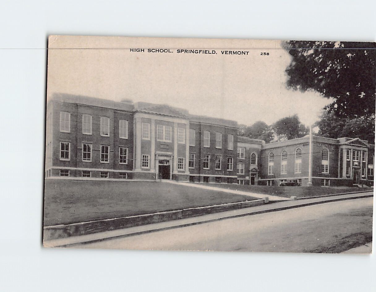 Postcard High School Springfield Vermont USA