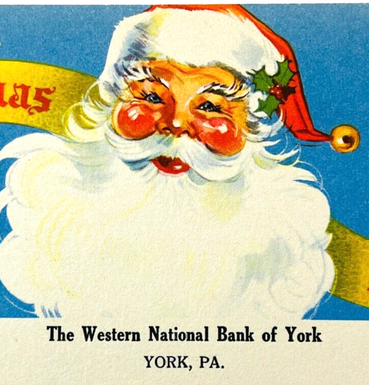 1940s Christmas Club Ink Blotter Vintage Western National Bank York Pennsylvania