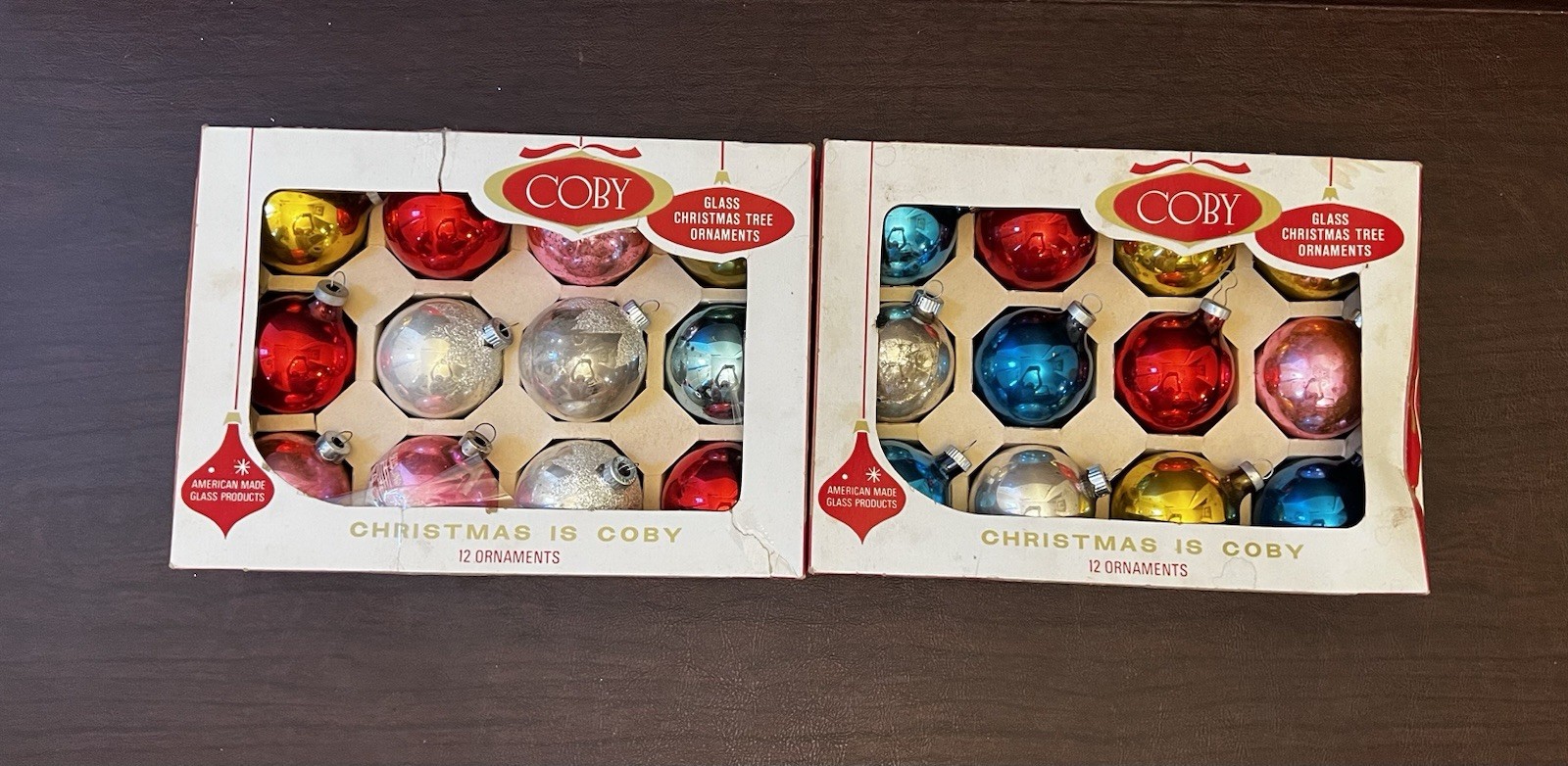 VTG Coby Glass 1.75” Ornaments 2 Boxes Various Colors Glass Christmas Ornaments VTG Coby Glass 1.75” Ornaments 2 Boxes Various Colors Glass Christmas Ornaments