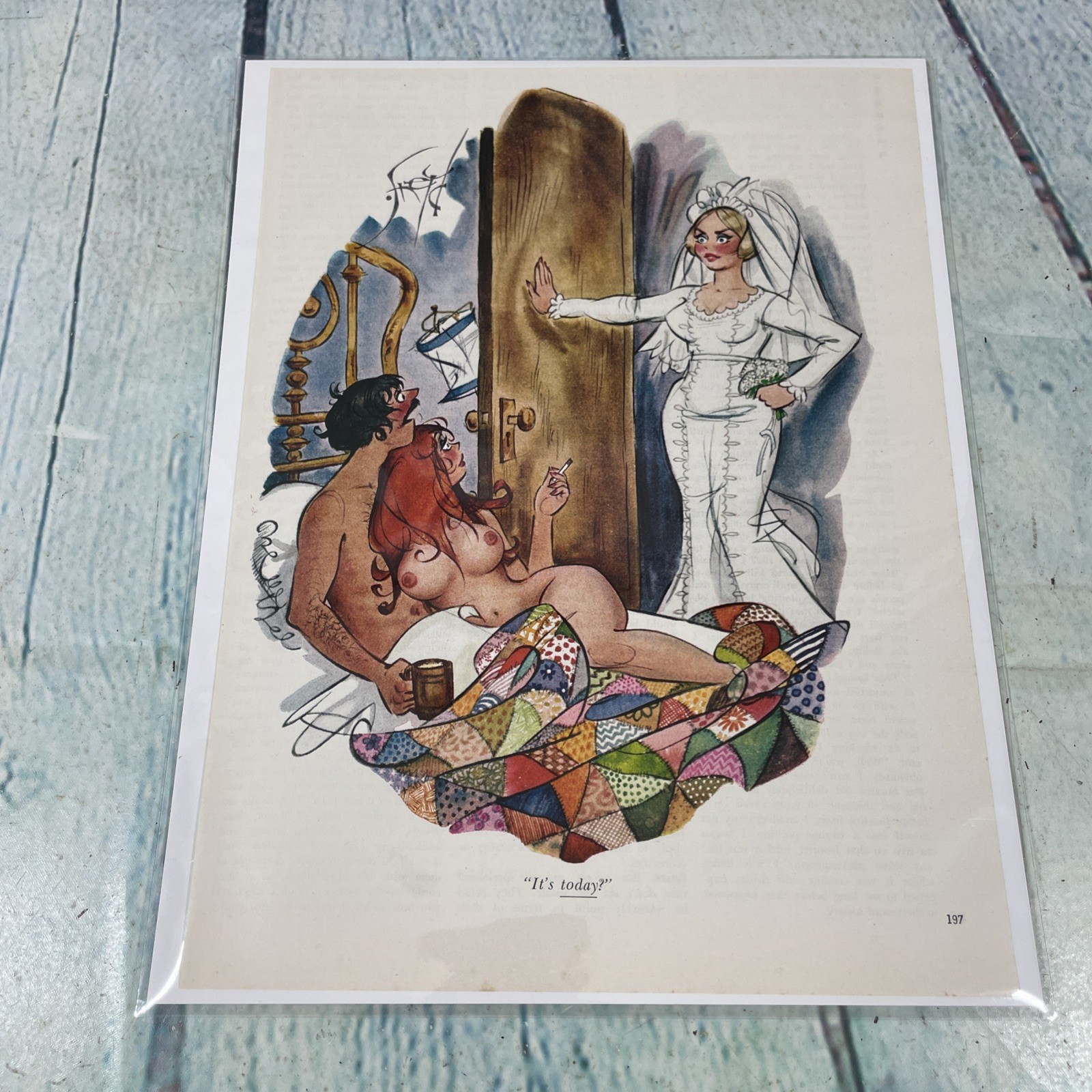 1972 Sexy Adult Cartoon Wedding Day Vtg Print Ad/Poster Pinup Art Magazine Page