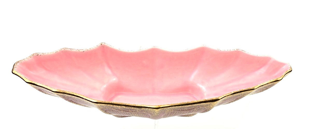 Vtg California Originals 764 Console Bowl Planter Pink Gold Speckled MCM