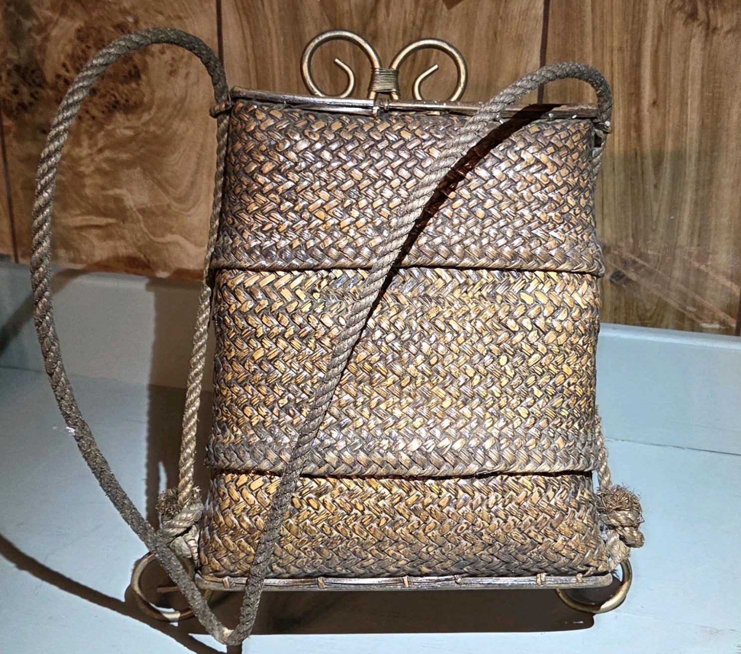 Vintage Philippine Kupit Hand Woven Shoulder Bag