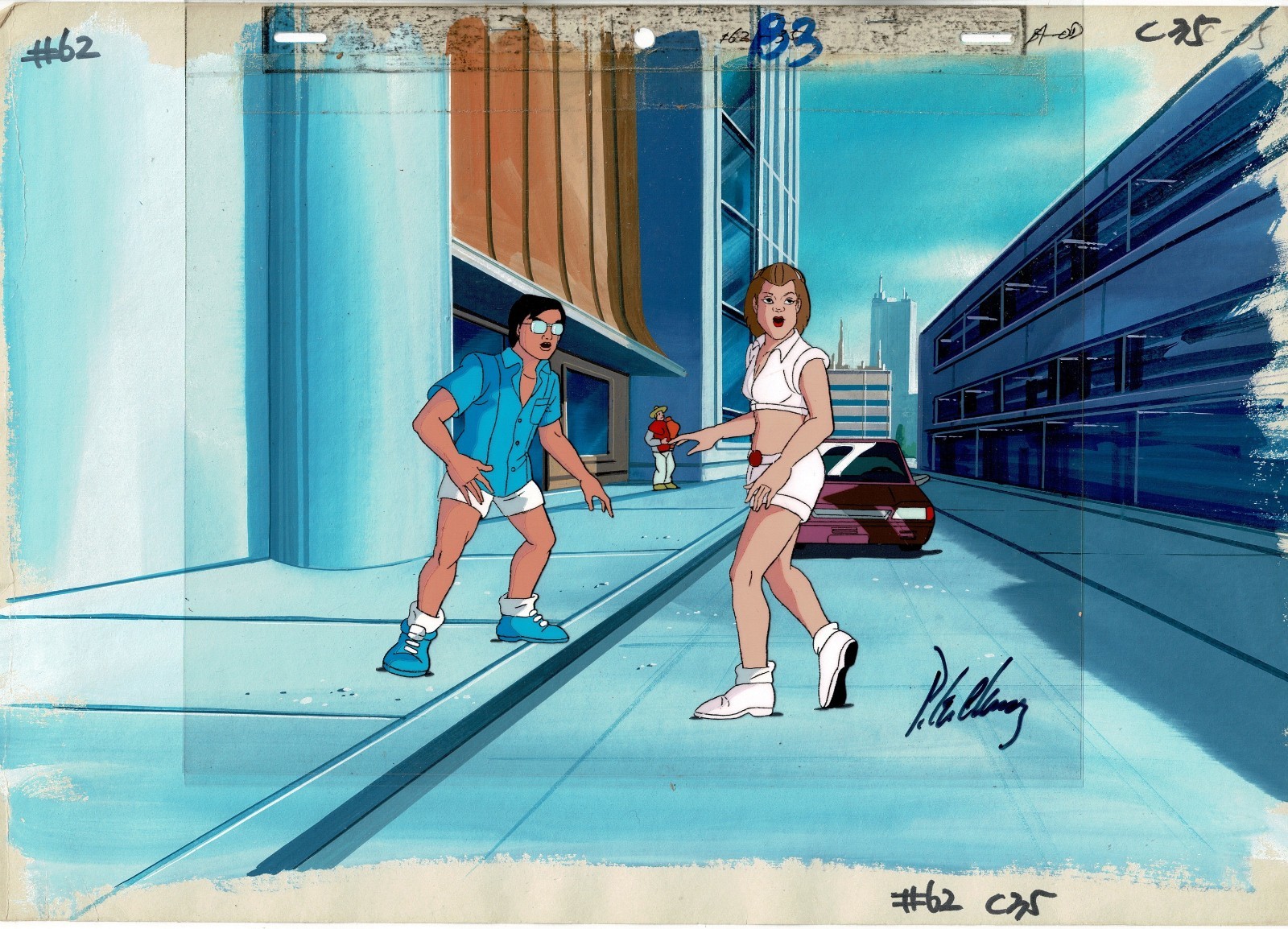 Cops Cybercops DIC Animation Cel & OBG Production SIGNED Peter Chung 1988