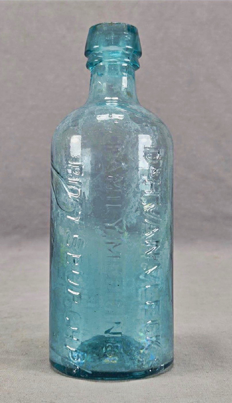 Dr H Van Vleck Family Medicine Pittsburgh PA 1850s Aqua Pontil Bottle Rare