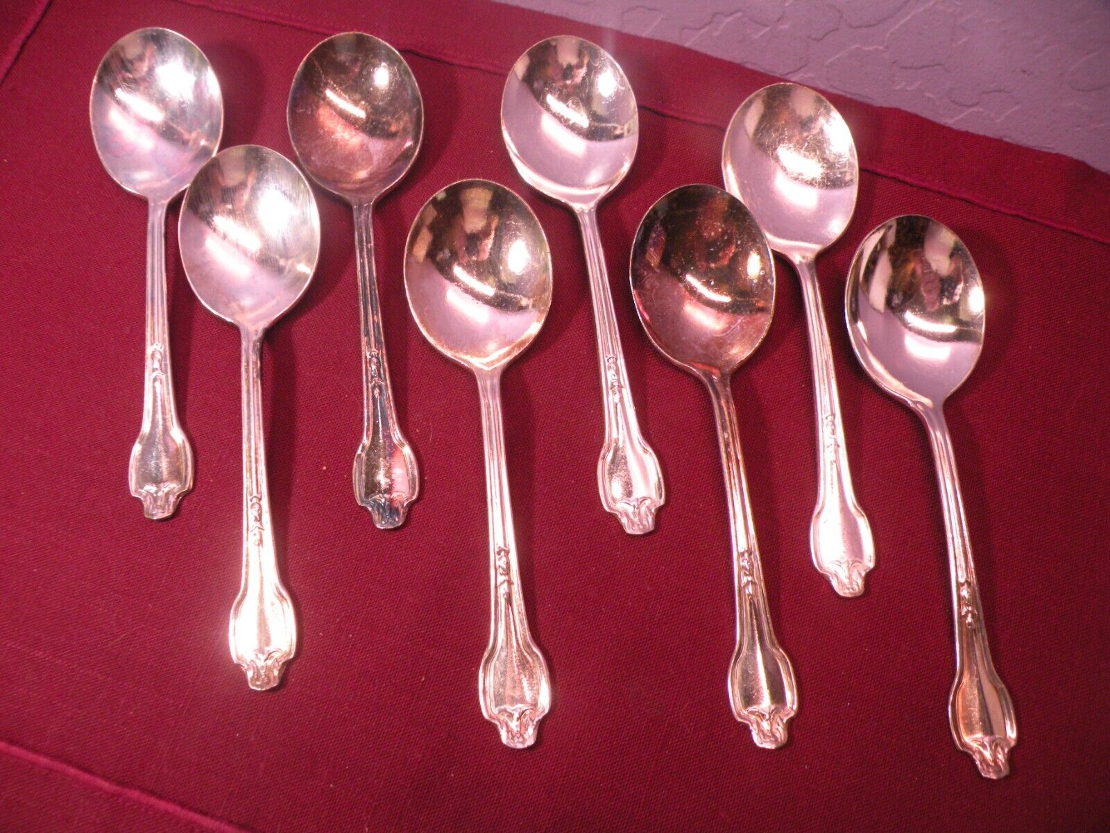 8 Falmouth Silverplate 1914 Intenational Silver Round Bowl Soup Spoon 6\