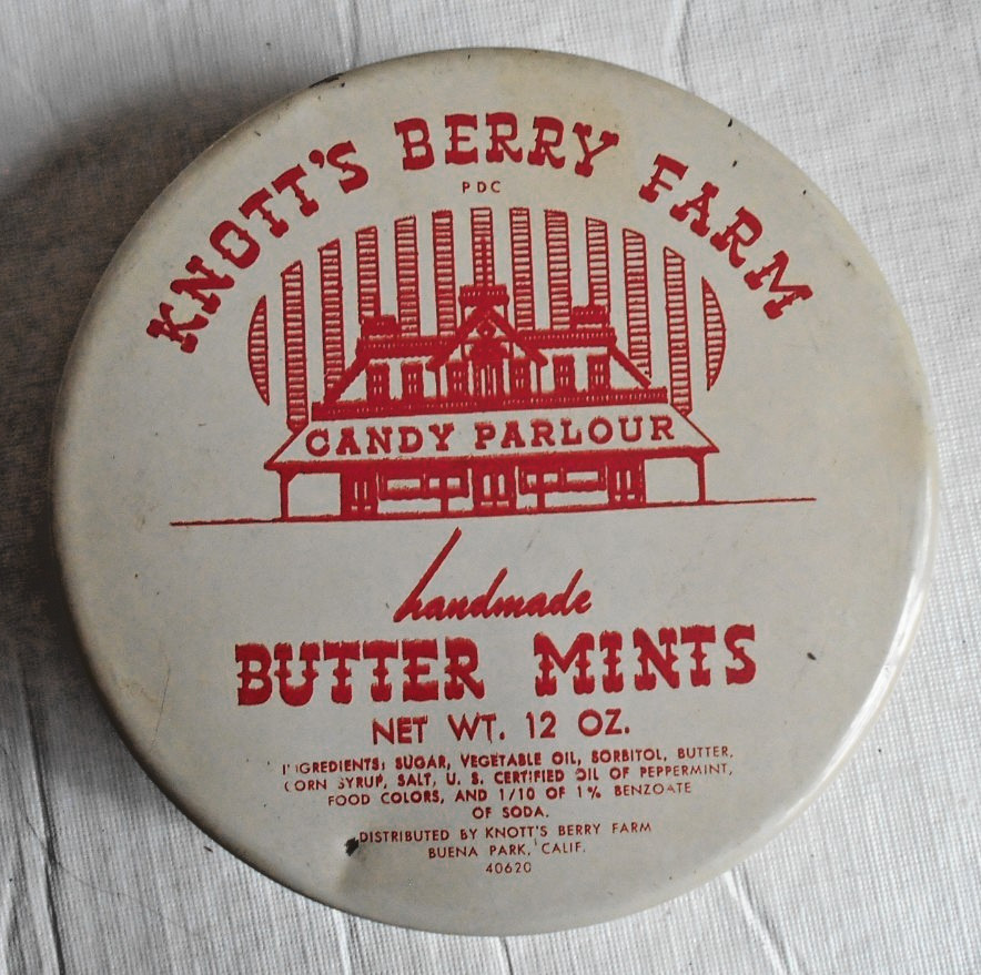 Knott's Berry Farm MISPRINT Vintage Candy Parlour Tin, Early 60's  rare