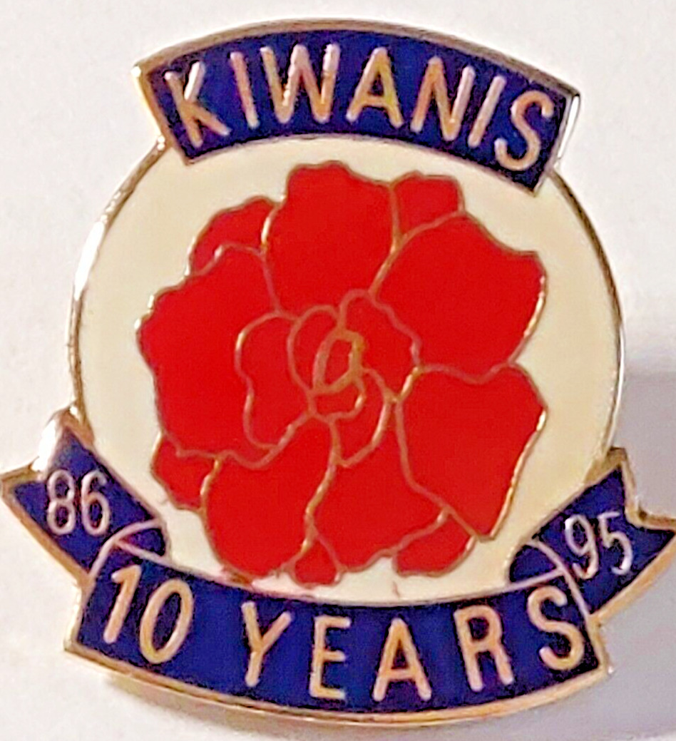 KIWANIS INTERNATIONAL 1986-1995 10 Year Rose Lapel Pin
