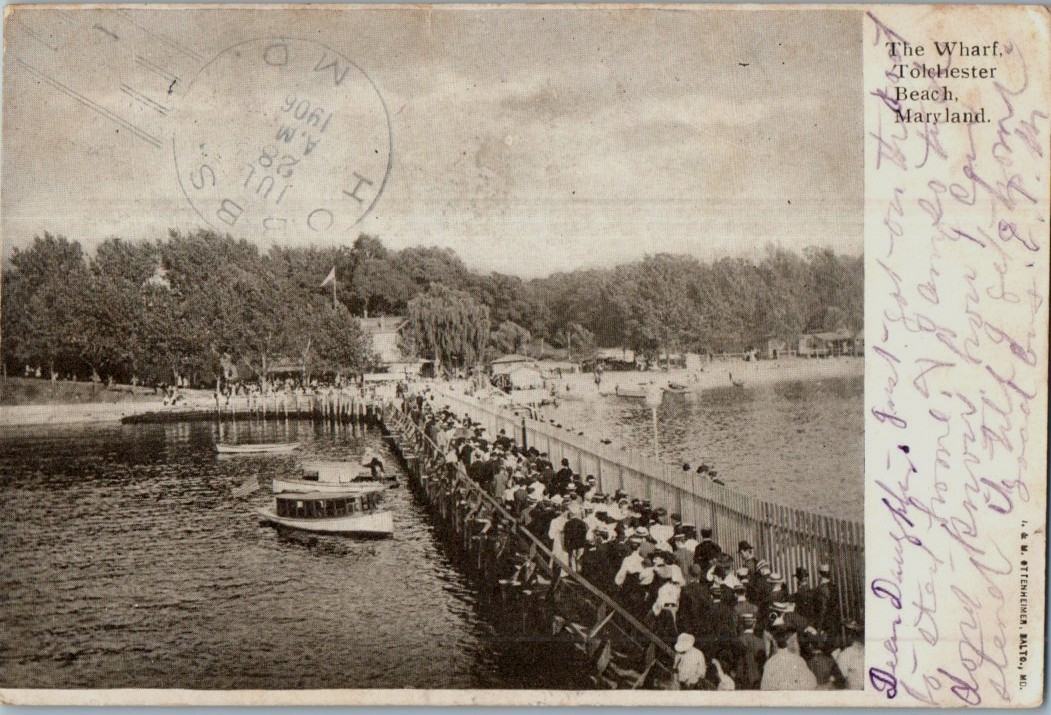 Vintage Postcard 1906 The Wharf at Tolchester Beach, Kent County, Maryland (MD)