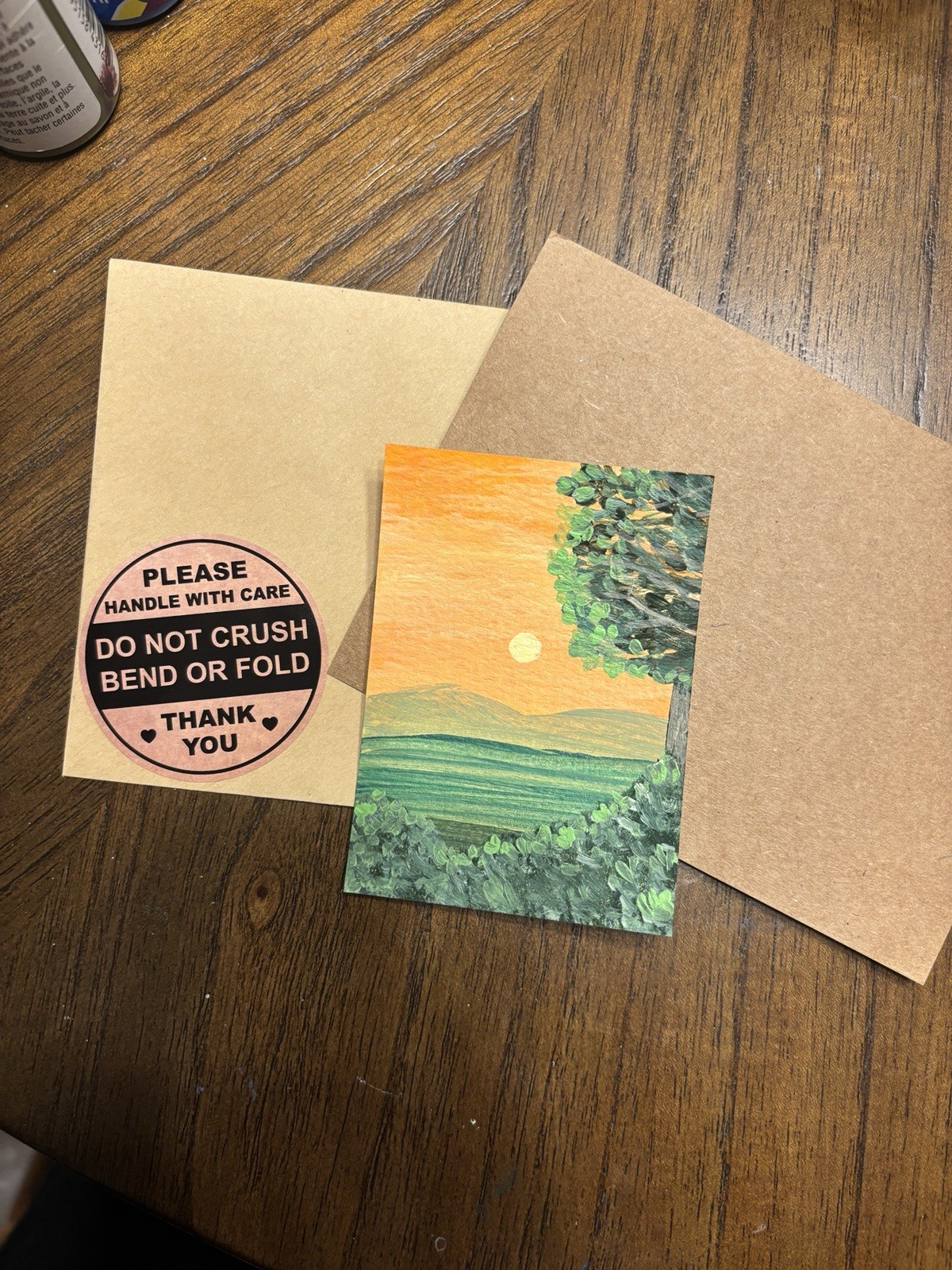 ACEO Original Art Card Orange Sunset Landscape Acrylic Nature, Ashes_n_rubies