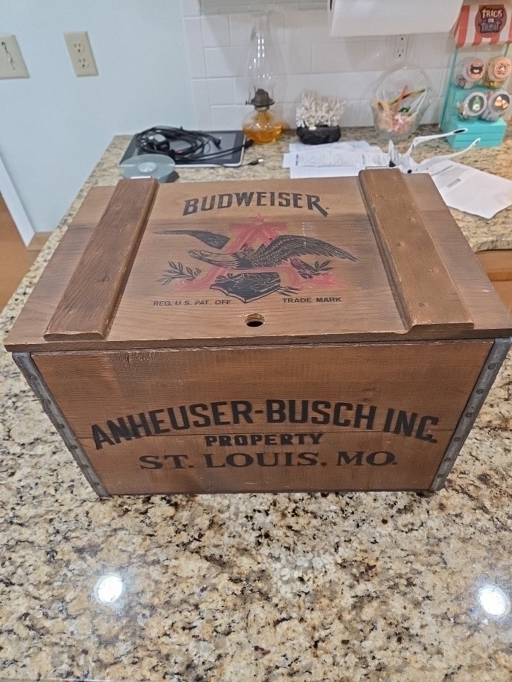 Vintage Budweiser Anheuser Busch Wooden Beer Crate Box Since 1876 Nice Shape