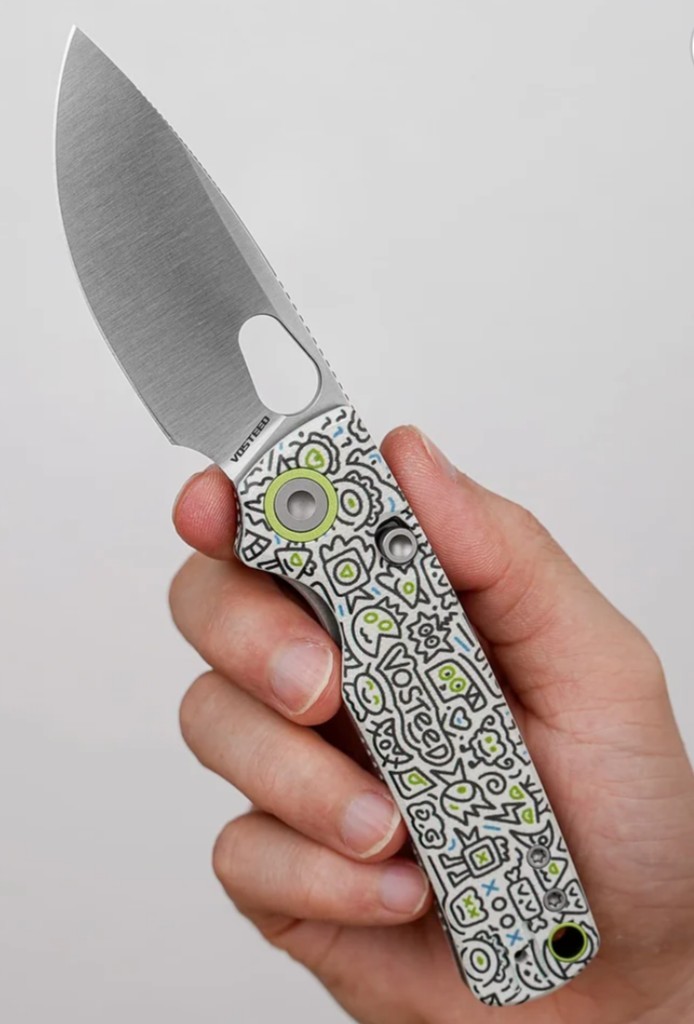 Vosteed Doodle Monster Porcupine EDC Pocket Knife Button Liner Lock G10